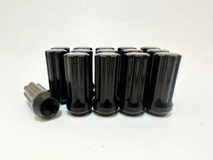 32Pc+Key Black 1/2-20 Bulge Acorn Lug Nuts 2" Fits Ford F-250 F-350 E-250 E-350 - Picture 1 of 8