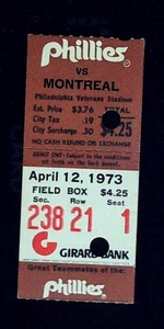 Philadelphia Phillies Montreal Expos Ticket Stub Veterans Stadium MLB 4/12/1973 - Picture 1 of 2