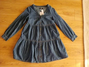 Ladies F AND F Denim Long Sleeve Dress Size 10 BNWT - Picture 1 of 2