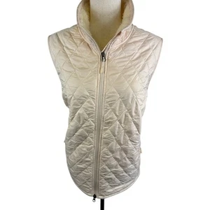 LL Bean Womens Quilted Vest Sherpa Lined Cream Ivory Zip Jacket Women's Size 2X - Picture 1 of 5