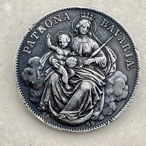 Spilla Madonna Artigianale "Madonnentaler" 1866 Tallero Luigi II Baviera Argento - Foto 1 di 5