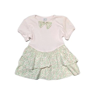 Vestido Vintage Niñas 6 Great Escape Rosa Lazo Floral Volantes Foto 1 de 3