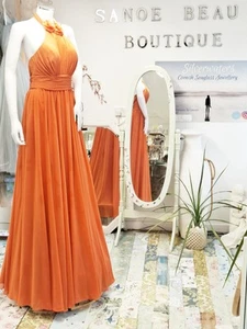 Stunning ALEXIA Sunset Orange Tall Chiffon Halterneck Ballgown Prom Cruise 10 - Picture 1 of 5