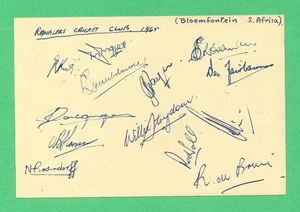 Orange Free State South Africa Cricket Team V MCC 1965 ORIGINAL 12 X AUTÓGRAFOS - Imagen 1 de 4