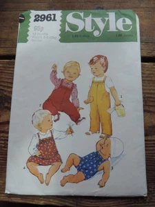 VINTAGE STYLE 2961 DUNGAREES, ROMPER & PINAFORE Sewing Pattern 12 months - Picture 1 of 2