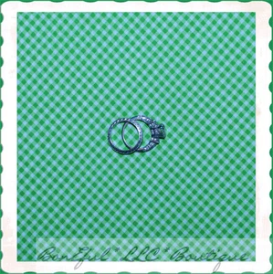 BonEful FABRIC FQ Cotton Quilt Baby Lime Green White Gingham Block Check Stripe - Picture 1 of 6