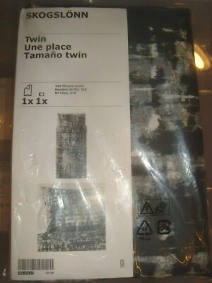 Ikea SKOGSLONN Duvet Quilt Cover w/ Pillowcase Bed Set Black Gray Beige TWIN NEW - Image 1 of 4