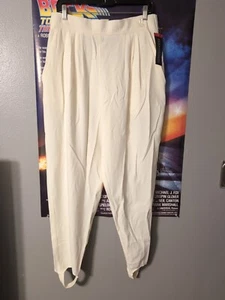 Vintage Counterparts White Stirrup Pants Size 18 High Waist Pleated 80s - Picture 1 of 7