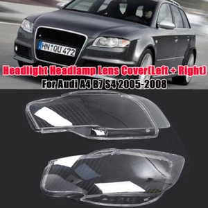 Pair Headlight Headlamp Lens Cover Clear Lens LH+RH Fit For Audi A4 B7 2005-2008 - Bild 1 von 12