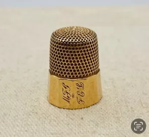 14K Gold ~ SIMONS THIMBLE ~ Size 7 and 3.8 Grams with Monogram - Picture 1 of 6