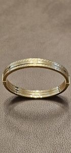 14k Italy gold bracelet bangle Hinged With Greek Key Pattern 11 Gm Versace Style