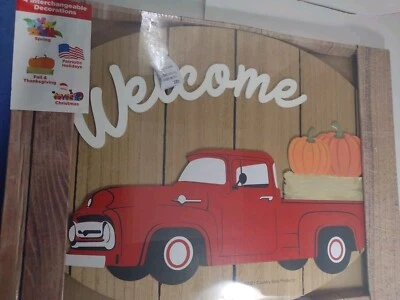 Red Truck Interchangeable Seasonal Welcome Sign for Front Door Porch Decor - Image 1 of 3
