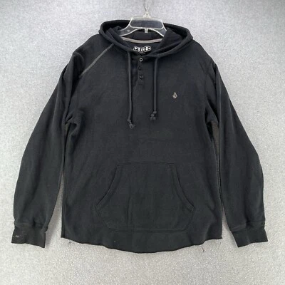 Volcom Mens Sweater Large L Black Thermal Long Sleeve Camisa Hooded  - Image 1 of 4
