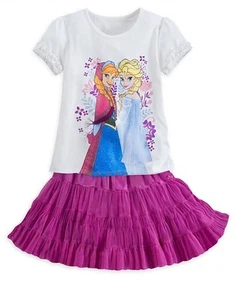 Disney Store Frozen ELSA and ANNA PARTY TOP & TUTU SKIRT Outfit Set Size 4 NWT - Picture 1 of 9