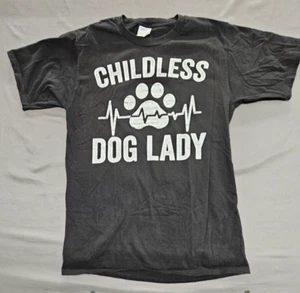 Childless Dog Lady Proud Dog Mom Heartbeat Women T-Shirt Small - Picture 1 of 5