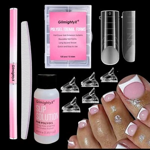 Polygel Nail Forms Kit for Toes , Toenail Dual Forms Reusable for Polygel wit... - Picture 1 of 9