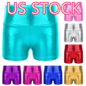 Pantalones cortos de entrenamiento para niños y niñas Pantalones cortos de baile brillantes Cintura elástica Gimnasio - Imagen 1 de 76