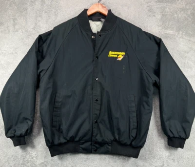 Mens Jackets XL Bomber Quilt Lined VTG Auburn Sport Roadrunner Dawes Black - Image 1 of 4