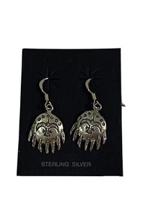 Genuine Indian Vintage Sterling Silver .925 Earrings W/ Eagle/ Feathers Design - Picture 1 of 5