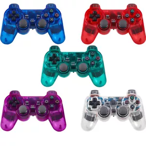 For Sony PlayStation PS2 Game Vibration Wireless Controller Transparent Color - Picture 1 of 12