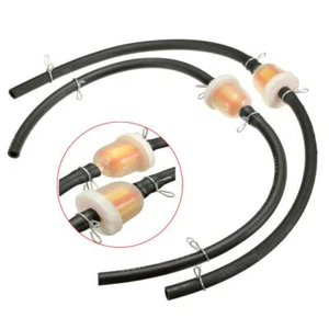 2X Universal Scooter Motorcycle 6mm Fuel Filter And Hose With Clips Clear Filter - Picture 1 of 9