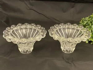 Berwick Burpee BUBBLE Crystal Candlestick Pair (2) by Anchor Hocking - Picture 1 of 8