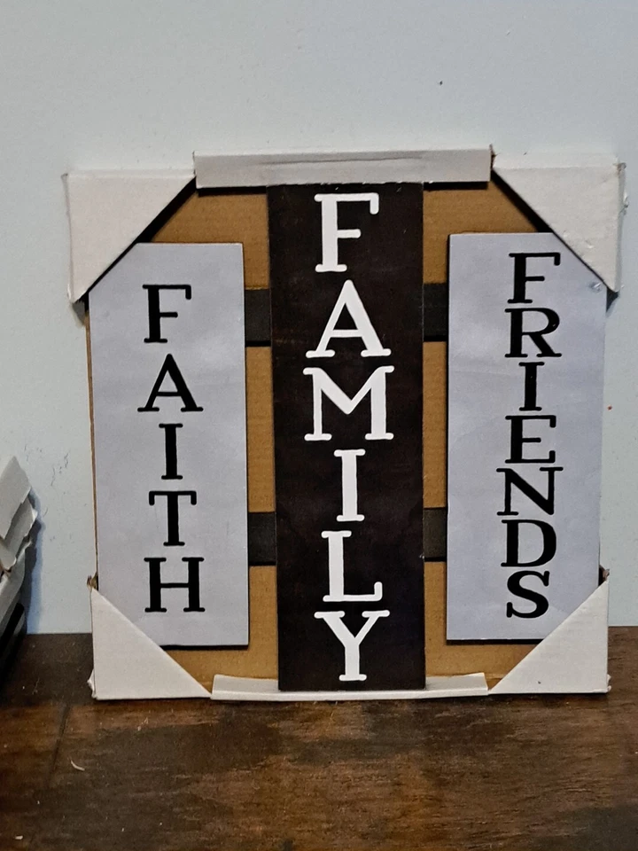 Rustic Wall Decor, "Faith Family Friends" 10" x 10" - Image 1 of 1