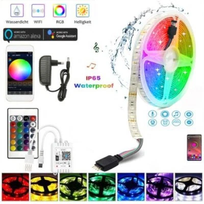 5m RGB 5050 SMD LED Stripe Streifen Lichtband WiFi Alexa APP Controller Trafo DE - Bild 1 von 4