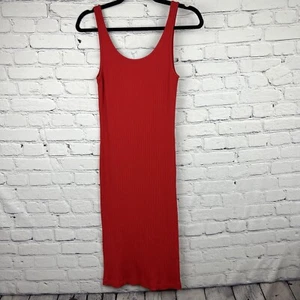 Wilfred Free Aritiza Murdoch Scoop Neck Rib-Knit Bodycon Dress Red Size Medium - Picture 1 of 11