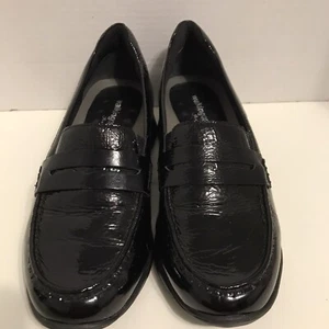 Walking Cradles Dannon Loafers, Black Crinkle Leather, Women's US 9.5 M - Picture 1 of 6