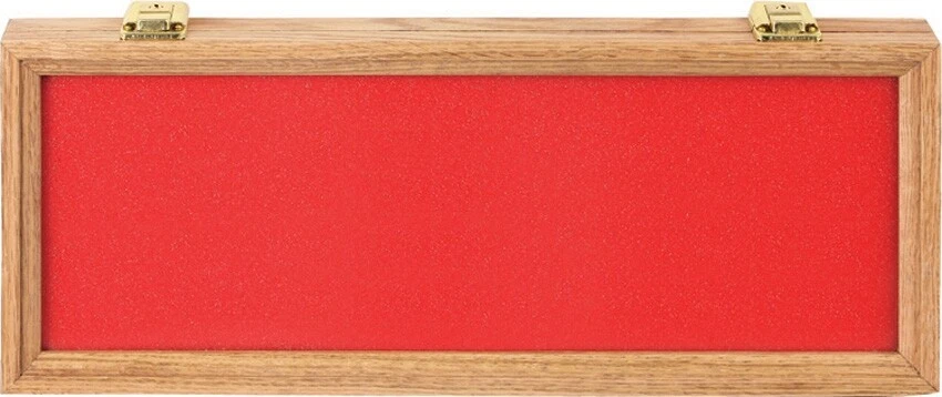 Oak And Glass Display Case 18" Red Foam Lined/Cover Locking Hinges Two Keys - Image 1 of 1