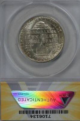 1946-S  .50   ANACS  MS 66 BOOKER T WASHINGTON    Classic Silver Commemorative   - Image 1 of 2