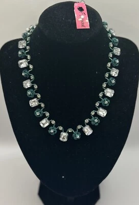 Colar de cristal Betsey Johnson pátina cobre oxidado verde metal bronze rosa - Imagem 1 de 4