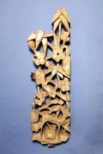 Antique Carved Wood Plank Openwork Panel Temple Architectural Salvage Indonesia - Picture 1 of 12