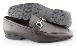 Men's SALVATORE FERRAGAMO 'Gregory' Dark Brown Leather Loafers Size US 11 - 2E - Picture 1 of 6