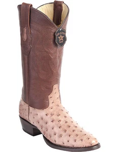 LOS ALTOS MEN Moka GENUINE QUILL OSTRICH ROUND TOE WESTERN BOOT D 650372 - Picture 1 of 1