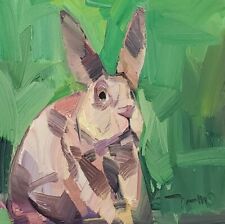 JOSE TRUJILLO Oil Painting IMPRESSIONISM Collectible ORIGINAL Bunny Rabbit coa