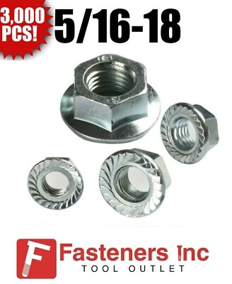 REDDING FASTENERS (Qty 3000) 5/16"-18 HEX FLANGE NUTS SERRATED - ZINC Plated "Whiz Nuts" Bulk Box