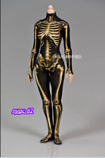 1:6 Black Gold Skull Elastic Tight Bodysuit Clothes For 12" Female PH TBL Model