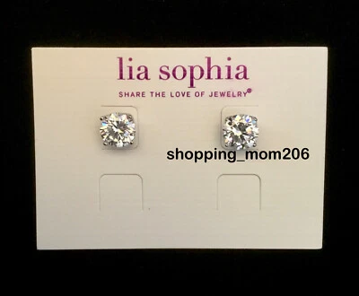 Lia Sophia "Class Act” Silver Tone Total CZ wt. 3.0ct. Pierced Stud Earrings - Image 1 of 3