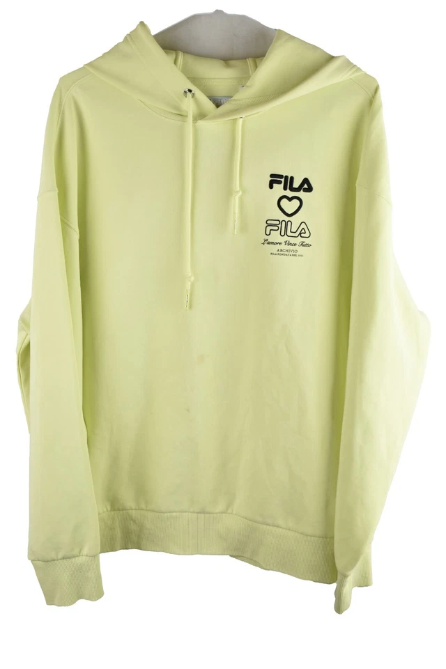 Sudadera con Capucha Fila Mujer Amarillo Estampado Gráfico Talla M Gran Tamaño Línea Blanca Deportes Gimnasio Foto 1 de 4