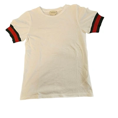 古驰儿童白色网页装饰袖汗布T恤8岁 — 第 1/4 张图片