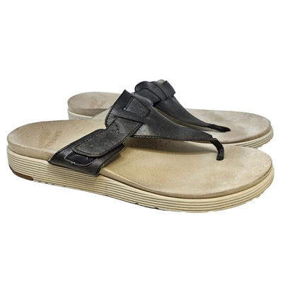 Dansko 41 Cece Black Leather Comfort Sandal Thong Flip Flop Beach Casual  - Image 1 of 4