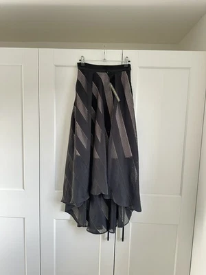 Coast Midi Skirt Size 6 Black Nude Drop Hem Mesh Grid Design Party Evening - Image 1 of 4