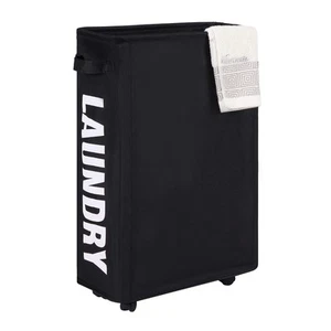 22" Rolling Slim Laundry Basket with Stand Foldable Waterproof Sorter and Org... - Picture 1 of 6