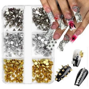 6 Gitter Metall Nieten Punk Nagel Charms 3 Farben Kegel Metalic Stachel Nieten Acryl Stachel - Bild 1 von 12