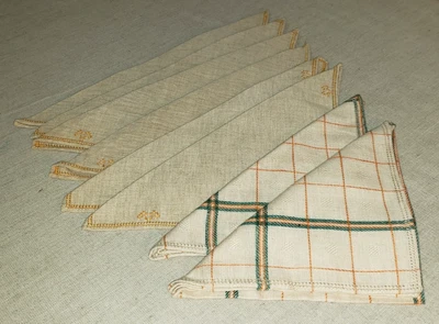 8 LINEN FLAX CLOTH NAPKINS FOUND IN CHURCH STORAGE SEE DESCRIPTION - Image 1 of 4