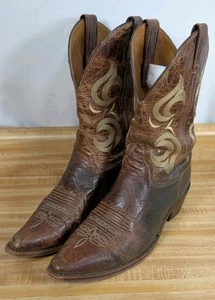 Justin Bent Rail BR103 Cowboy Boots 8.5 D Distressed Brown Western Roper Toe - Picture 1 of 20