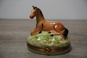 Limoges France Hand Painted Rochard Horse Box Rare Peint Mein - Picture 1 of 5
