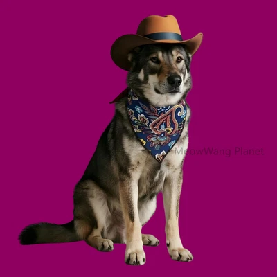 Pet Cowboy Hat & Bandana Set – Western Style Costume Accessories for Cats & Dogs - Image 1 of 4